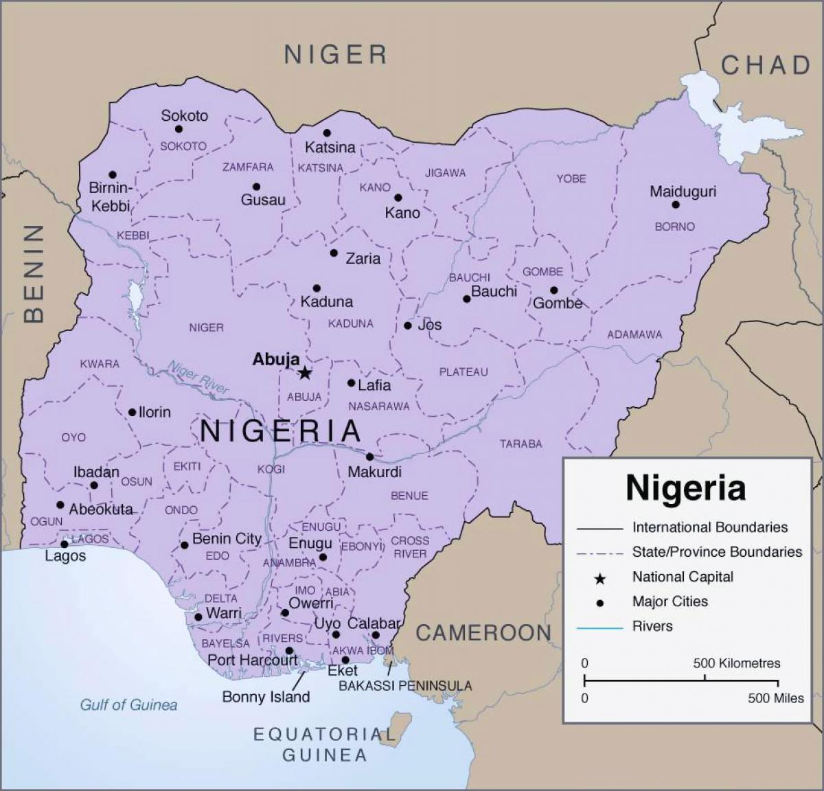 Žemėlapis detalus nigerija