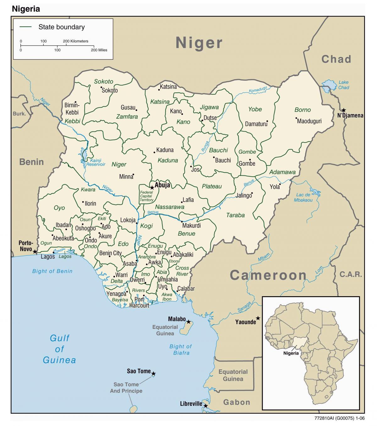 žemėlapis nigerija su miestų