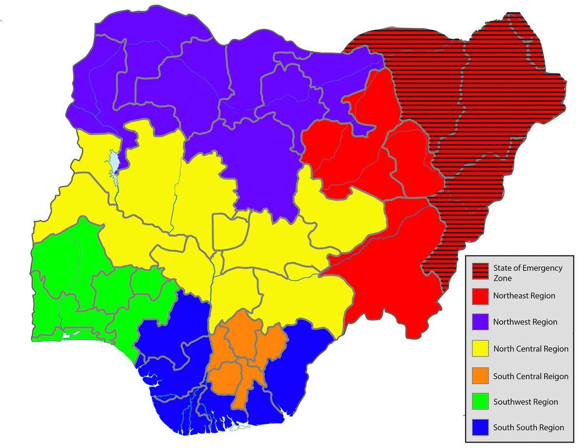 žemėlapis nigerija, kurioje visų narių
