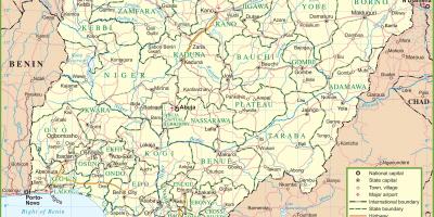 Žemėlapis nigerija, kuriame pagrindinius kelius,