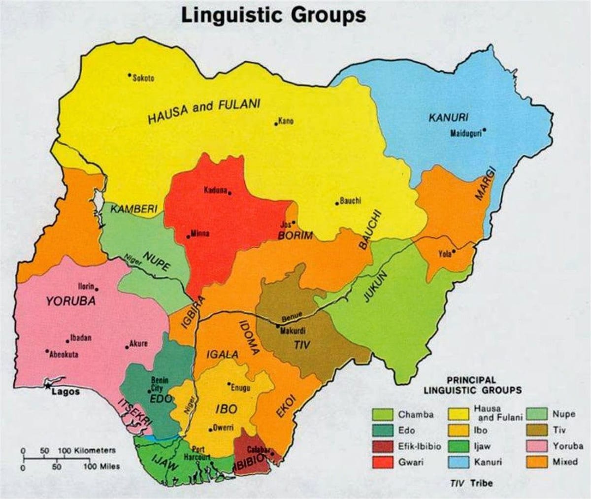 Žemėlapis iš nigerijos genčių
