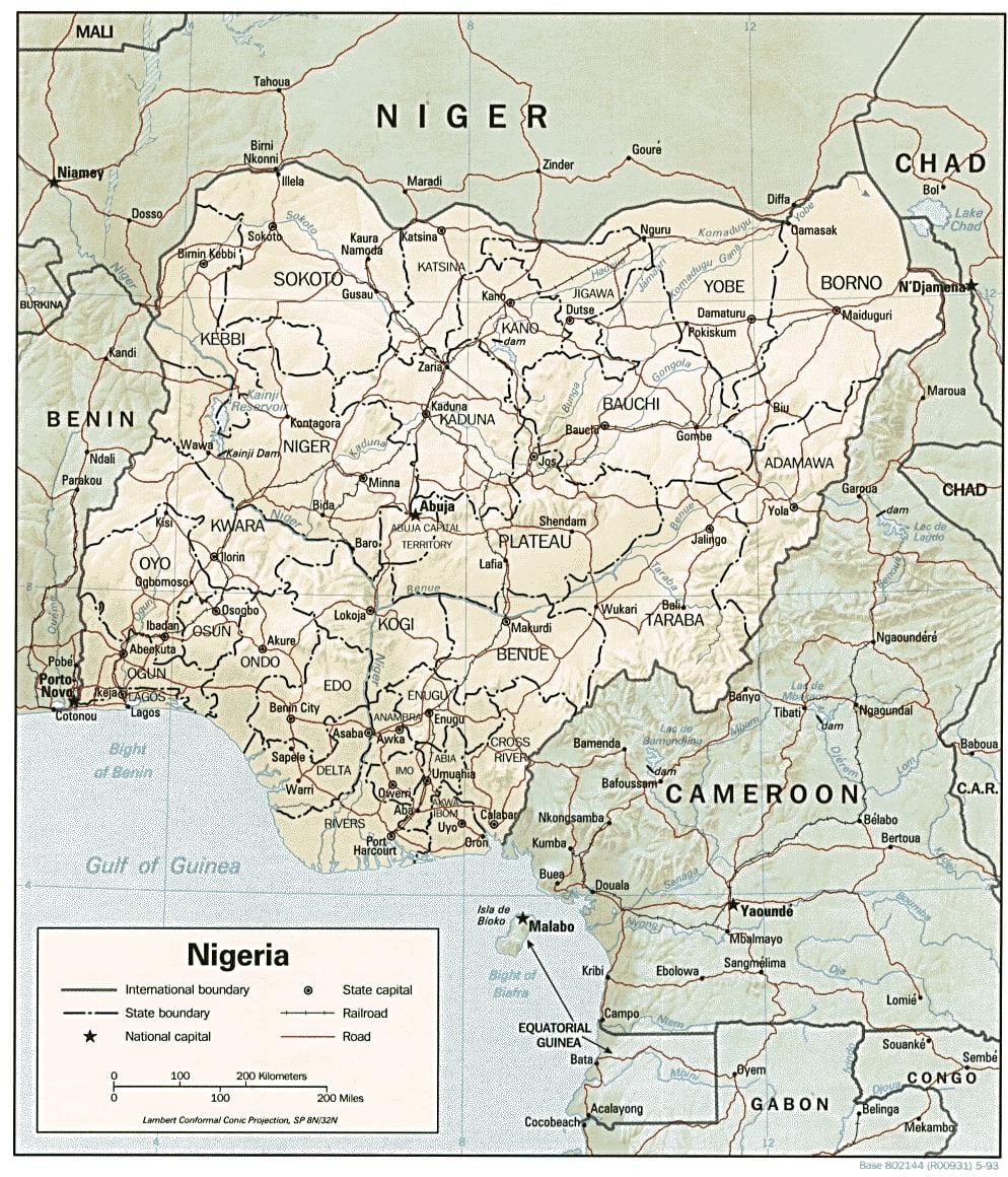 Žemėlapį atlas nigerija