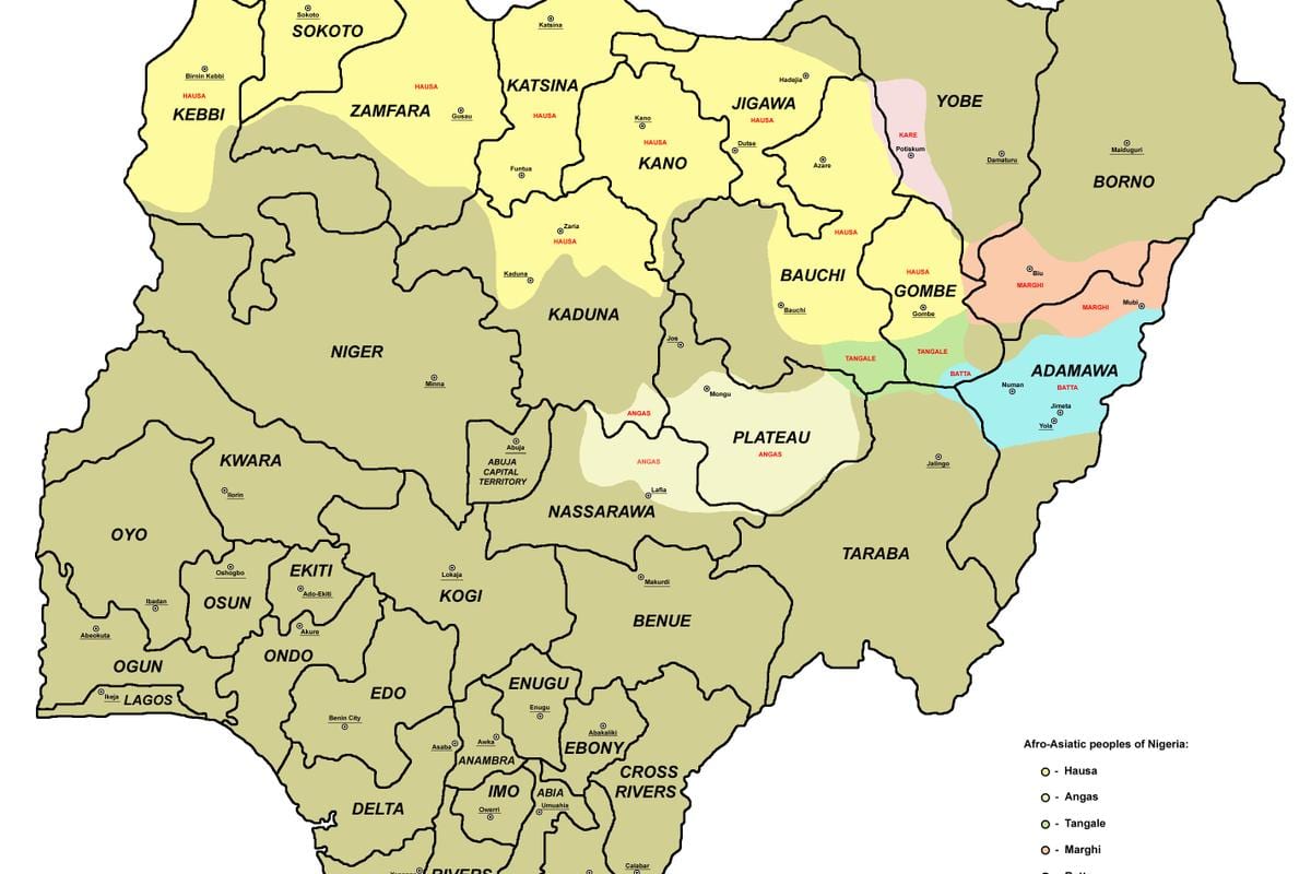 žemėlapis nigerija-36 narių