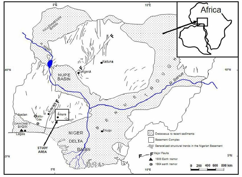 žemėlapis nigerija, kuriame drenažo