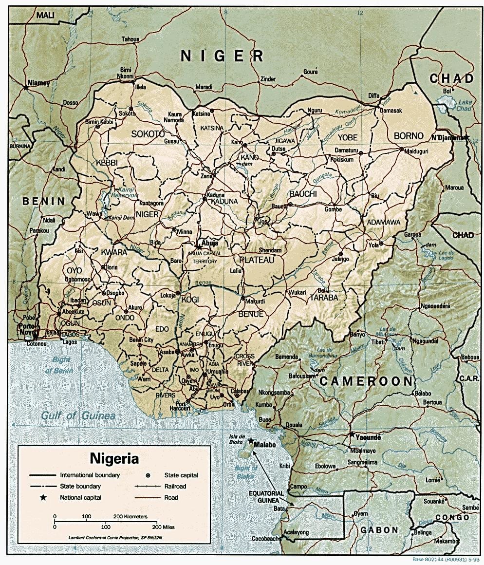 geografinis žemėlapis nigerija