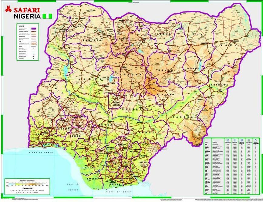 Žemėlapis nigerija kelių atstumas