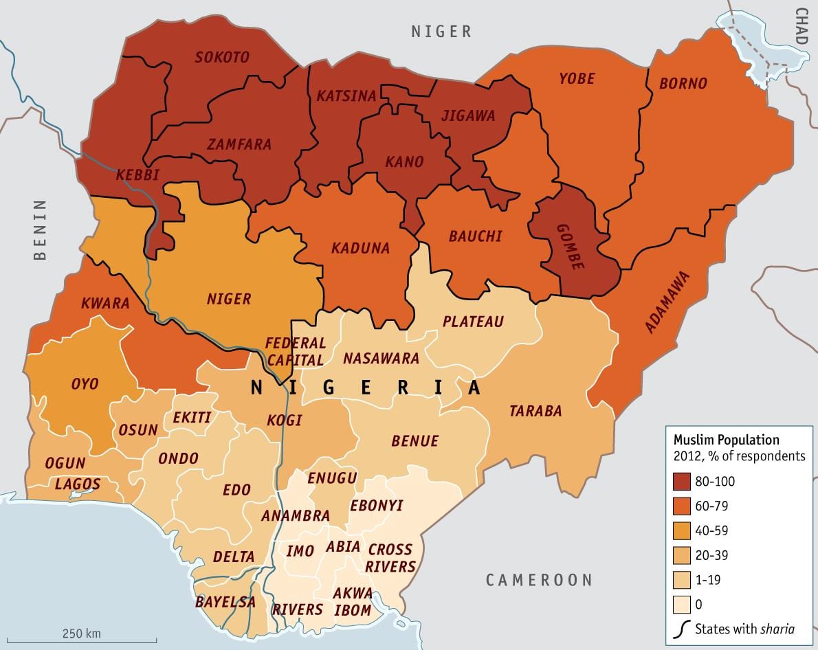 Žemėlapis nigerija, religija