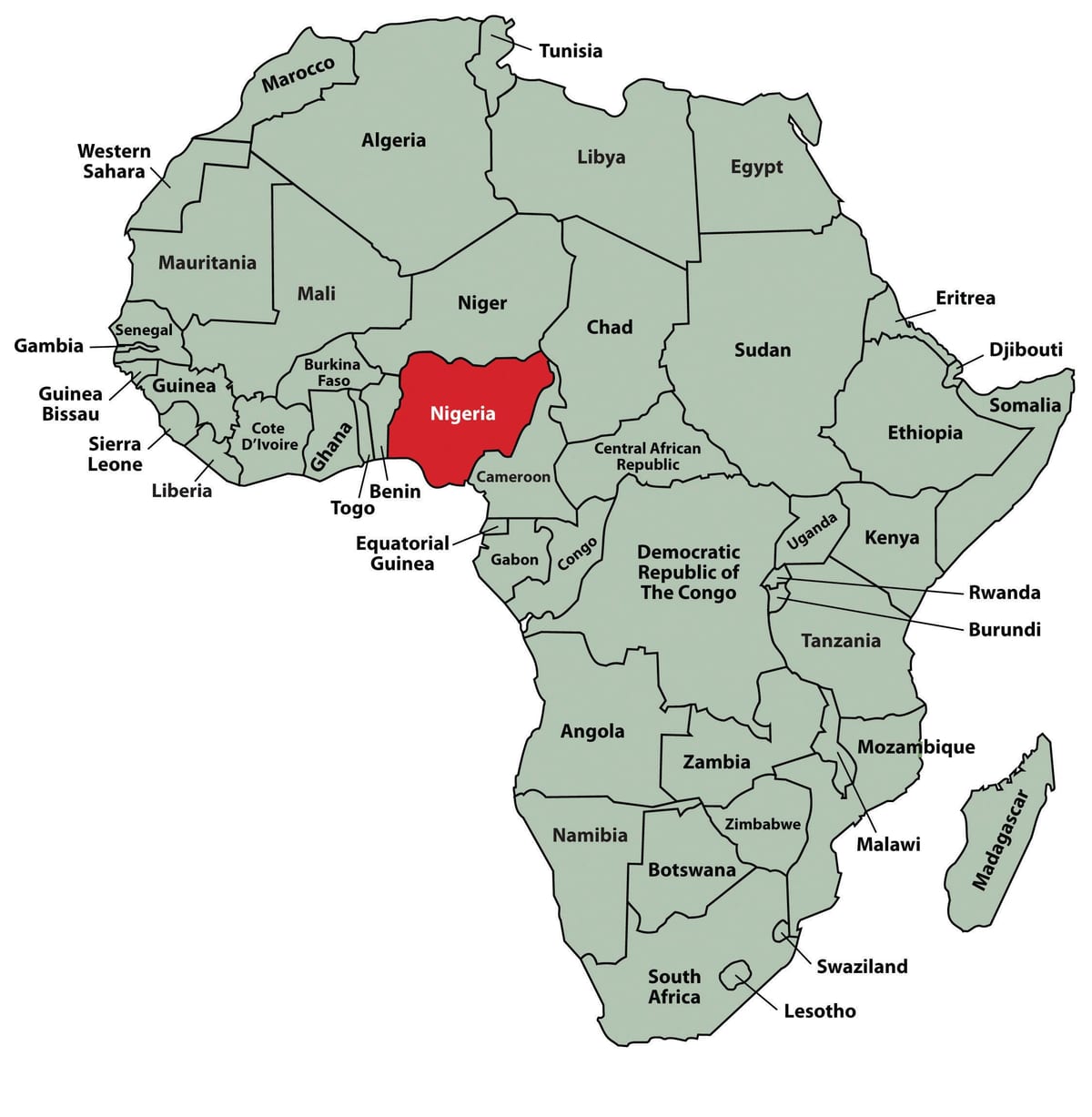 Žemėlapis nigerija vieta afrikoje