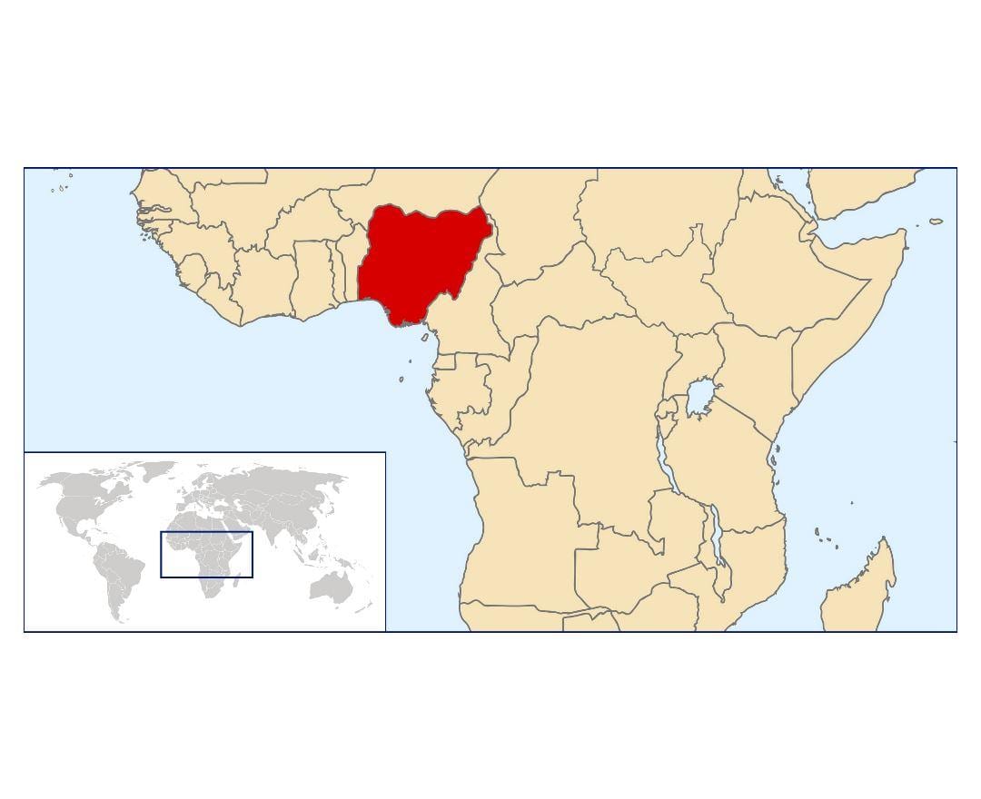 nigerija vietą pasaulio žemėlapyje