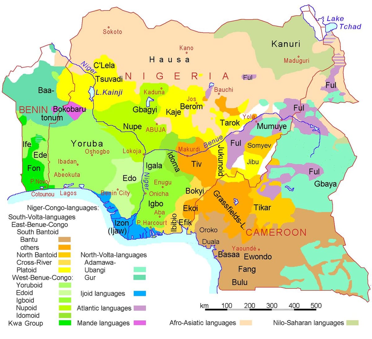 nigerija kalbos žemėlapis