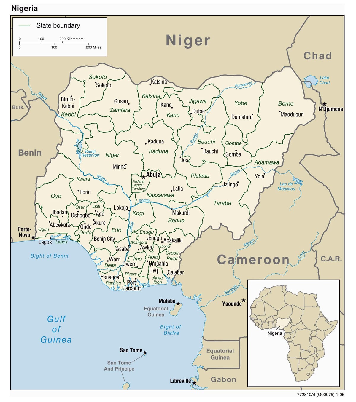 žemėlapis nigerija su miestų