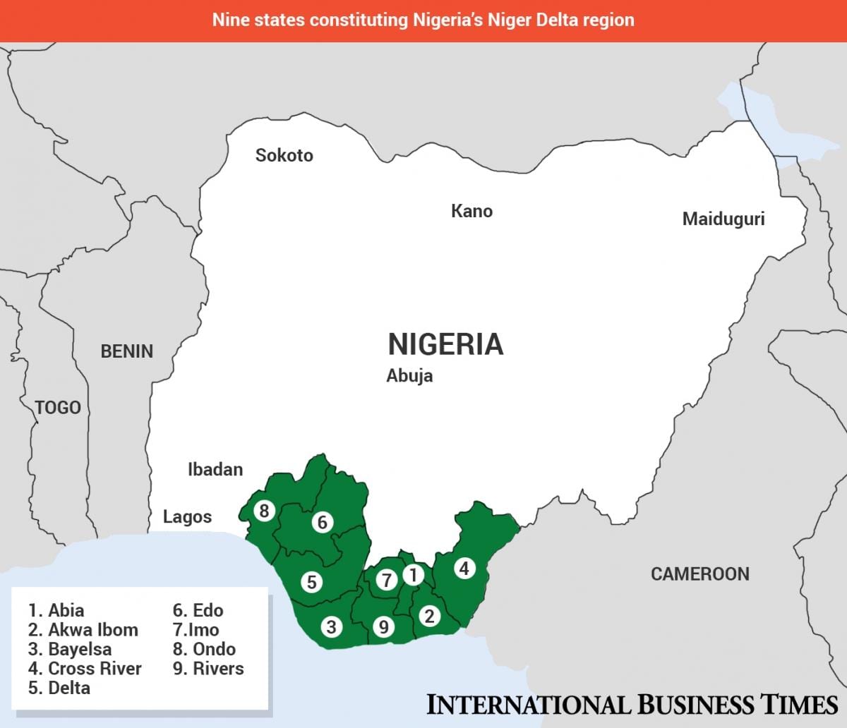 Žemėlapis nigerio deltos žemėlapyje nigerija