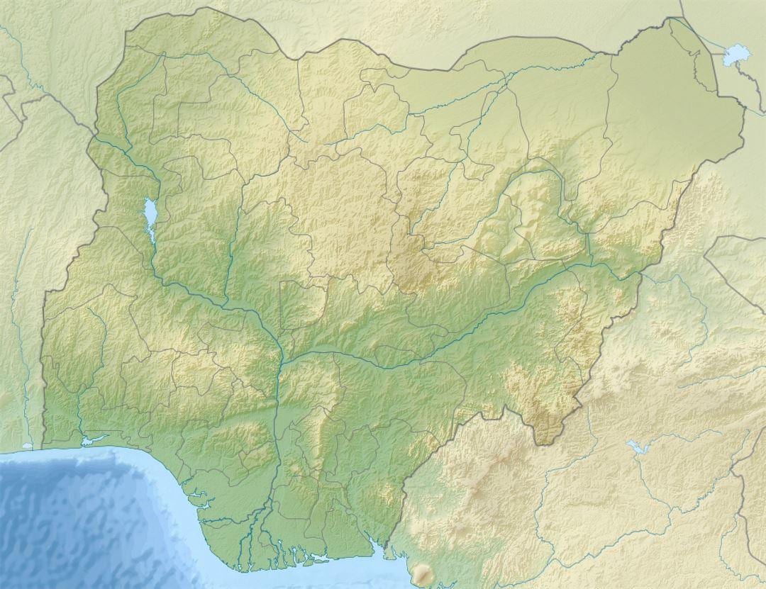 žemėlapis nigerija, kuriame palengvėjimą