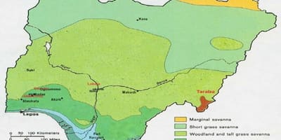 Žemėlapis nigerija, kuriame augalija