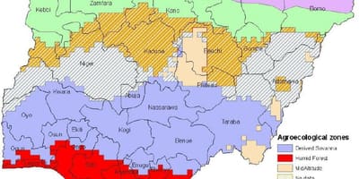 Žemėlapis nigerija, kuriame ekologines zonas