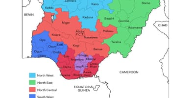 Žemėlapis nigerija, kuriame geopolitinių zonų