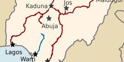 Žemėlapis nigerija, kuriame geležinkelio linijos