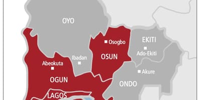 Vakarų nigerija žemėlapyje